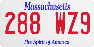 MA license plate 288WZ9
