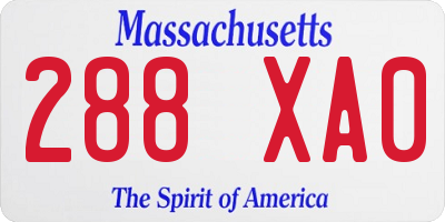 MA license plate 288XA0