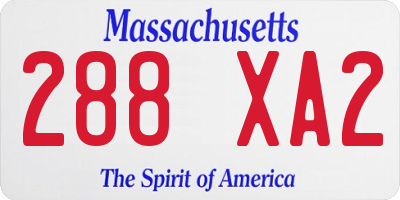 MA license plate 288XA2