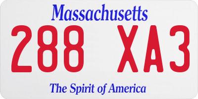MA license plate 288XA3