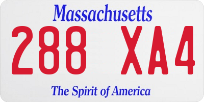 MA license plate 288XA4