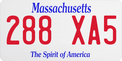 MA license plate 288XA5