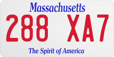 MA license plate 288XA7