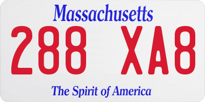 MA license plate 288XA8