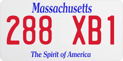 MA license plate 288XB1