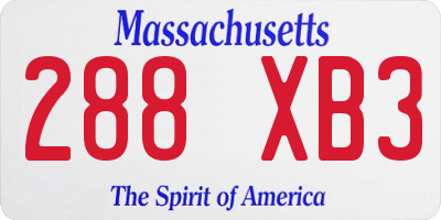 MA license plate 288XB3