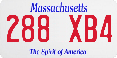 MA license plate 288XB4