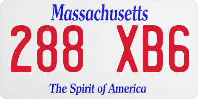 MA license plate 288XB6