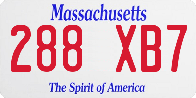 MA license plate 288XB7