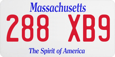 MA license plate 288XB9