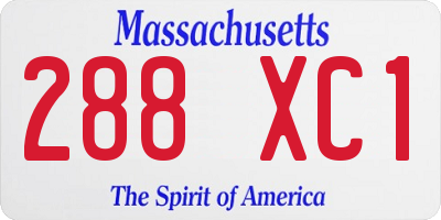 MA license plate 288XC1