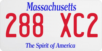 MA license plate 288XC2