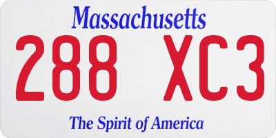 MA license plate 288XC3