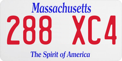 MA license plate 288XC4