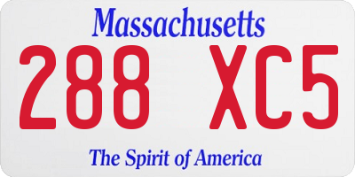 MA license plate 288XC5
