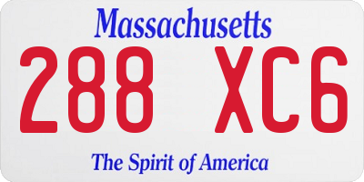 MA license plate 288XC6