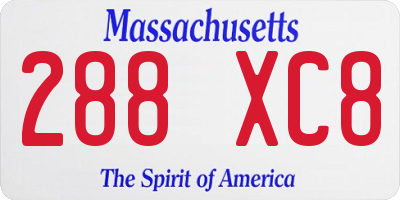 MA license plate 288XC8
