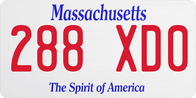 MA license plate 288XD0