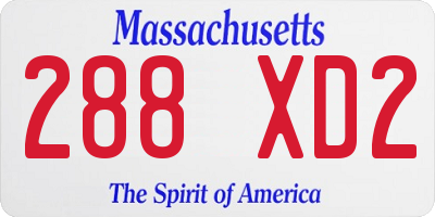 MA license plate 288XD2