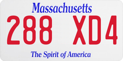 MA license plate 288XD4