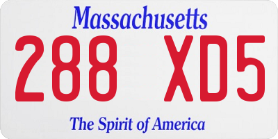 MA license plate 288XD5