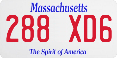 MA license plate 288XD6