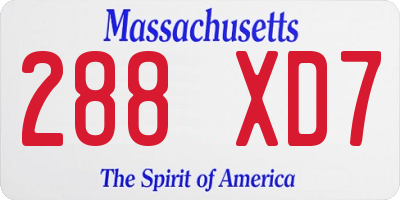 MA license plate 288XD7