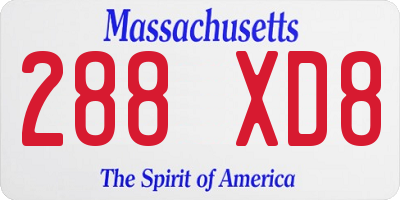 MA license plate 288XD8