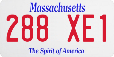 MA license plate 288XE1