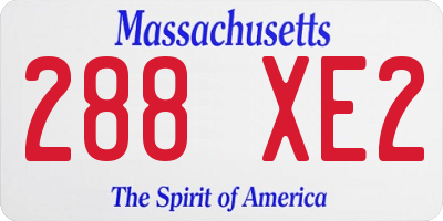 MA license plate 288XE2