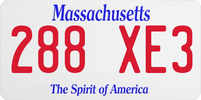 MA license plate 288XE3