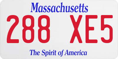 MA license plate 288XE5