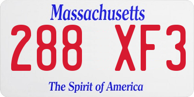 MA license plate 288XF3