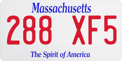 MA license plate 288XF5