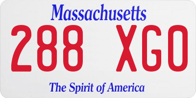 MA license plate 288XG0