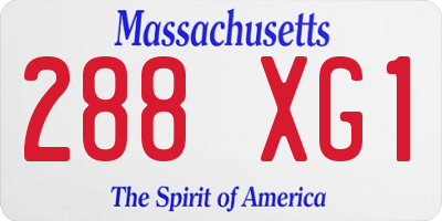 MA license plate 288XG1