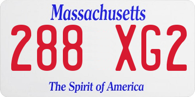 MA license plate 288XG2