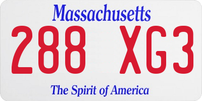 MA license plate 288XG3