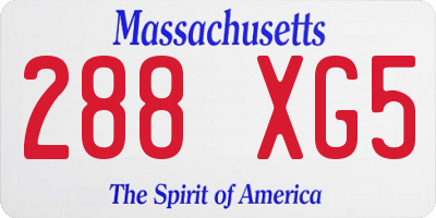 MA license plate 288XG5