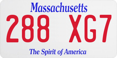 MA license plate 288XG7