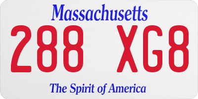 MA license plate 288XG8