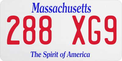 MA license plate 288XG9
