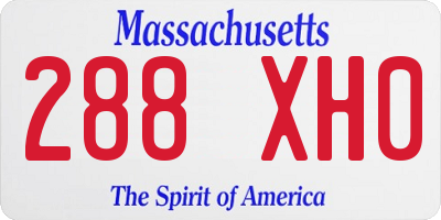 MA license plate 288XH0