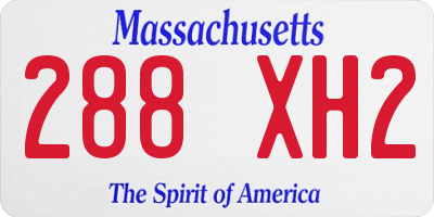 MA license plate 288XH2
