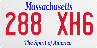 MA license plate 288XH6