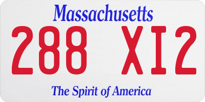 MA license plate 288XI2