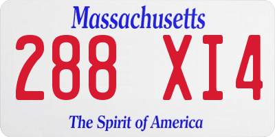 MA license plate 288XI4