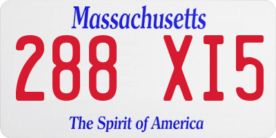 MA license plate 288XI5