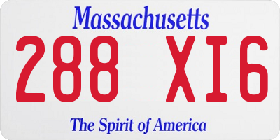 MA license plate 288XI6