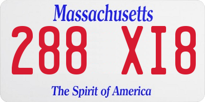 MA license plate 288XI8
